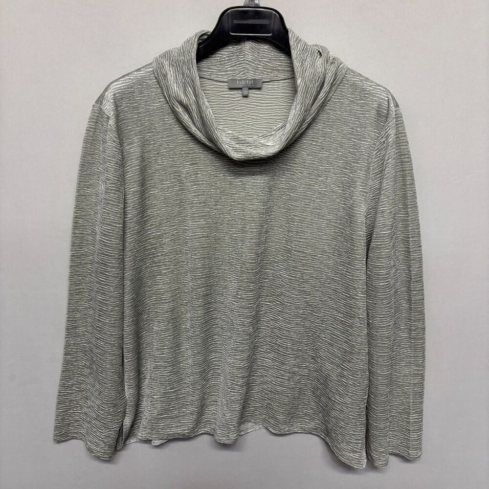 Habitat Women Textured Cowl Neck Blouse Top Size Large Gray C135 -2